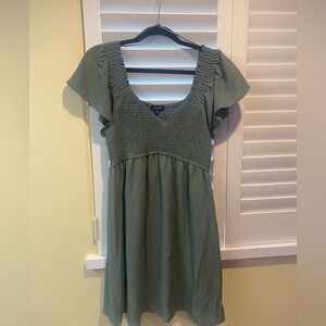 Elegant Green Smocked Dress